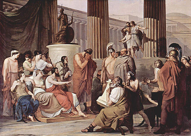 楽人のトロイア物語に落涙するオデュッセウス