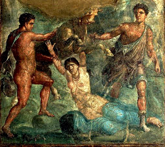古代ローマ時代のポンペイの壁画〈ディルケーの拷問〉