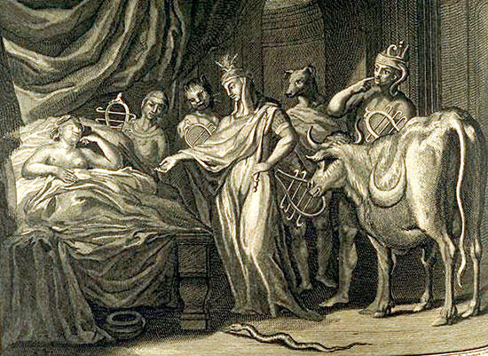 テレトゥーサの枕元に出現するイシス神たち