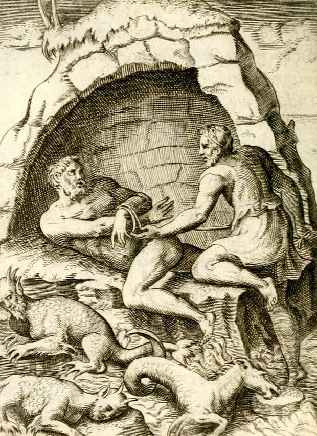 メネラオス、海の翁プロテウスを捕える。