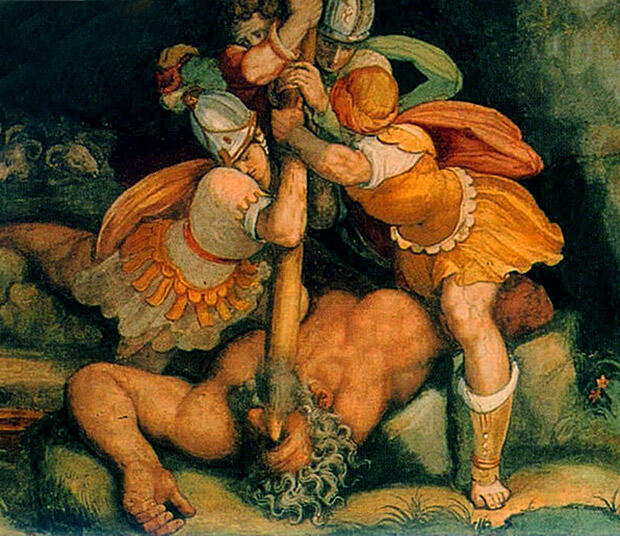 眼を潰されるポリュペモス